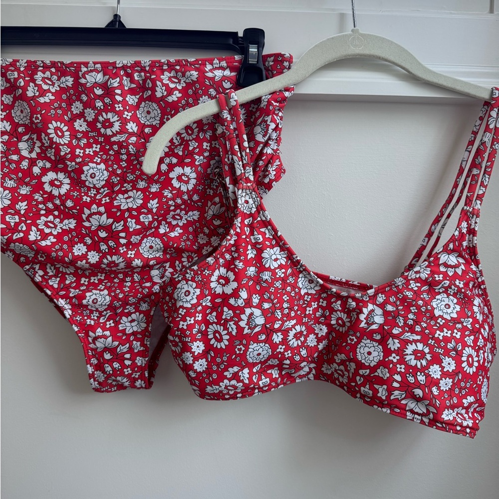 SHEIN Floral Red/Orange maternity bikini